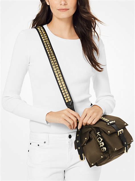 michael kors olivia small|Olivia Small Studded Satin Crossbody Bag .